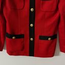 Vintage Saville Petites wool red blazer with black trim and gold buttons. Size 4P Photo 2