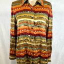 Coldwater Creek Earthone colors 100% Silk long sleeve button down top size small Photo 0