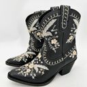 Dingo  Primrose Embroidered Black Leather Boots Cowboy Size 8.5 NWT Photo 1