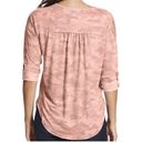 Nine West  Brinne Pink Camo Roll Sleeve Henley T Shirt Photo 2