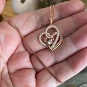 Forever Love Heart CZ Necklace Sterling Silver & Rose Gold Photo 1