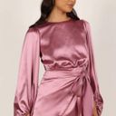 Petal and Pup  Opal Mauve Purple Satin Long Balloon Sleeve Wrap Mini Dress 16 Photo 7