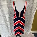 EXPRESS women M v-cut tank top wrap dress w/side tie red blue & white Photo 8