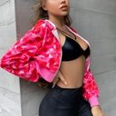 FashioNova Pink Camo Crop Zip Up Photo 2