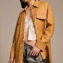 Anthropologie NWOT  Maeve Faux Leather Oversized Camel Shirt Jacket Photo 0