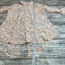 Candie's  Women's Y2K Split Back Floral Sheer Roll Tab Blouse Top XS Extra Small Photo 14