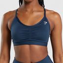 Gymshark Navy Blue Ruched Sports Bra Photo 0