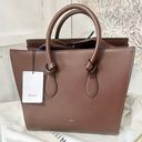 CELINE NWT  Smooth Calfskin Tie Knot Top Handle Tote Handbag Dark Brown Small Photo 0