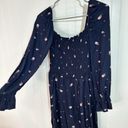 Elodie Long Sleeve Smocked Square Neck Navy Floral Dress Sz S Photo 4