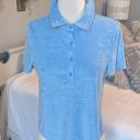 Polo Baby Blue Terry Top Button  Short Sleeve Crop Womens Small NEW Photo 3