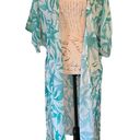 Cupshe  Green & White Semi Sheer Beach Swimsuit Kimono Cover Up Size Small Photo 1