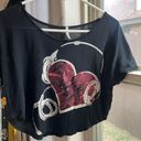 y2k color in motion heart with headphones cropped tee Black Photo 4