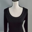 August Silk  Knits Silk Blend Beaded Collar Black Sweater M Photo 2