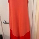 Natori  Women's V Neck Sleeveless Colorblock Maxi Dress Peach Orange Size Small Photo 0