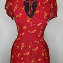 Unique Vintage Red Floral Midi Dress Photo 1