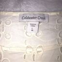 Coldwater Creek  Eyelet Blouse Pepulum Cinched Waist  Ivory Women's Size L Photo 3