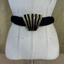 Vintage Black Rope Stretch Belt With Gold Toned Brass Hardware 28 Photo 9