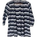 Dress Barn  Open Cardigan White Black Grey Horizontal Stripes Medium Photo 0