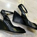 Ralph Lauren | Black Sling Back Wedges With Ankle Strap Size 8.5 Photo 11