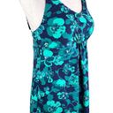 L.L.Bean  Soft Drape Tankini Top 12 Blue Green Floral Adjustable UPF 50+ Photo 8