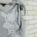 Lane Bryant  Lace Appliqué Light Gray Cold Shoulder Sweatshirt Size 22/24 Photo 6