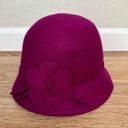 Target NWOT  100% Wool Felt Purple Floral Applique Bowler Cloche Hat Photo 0