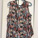 Workshop Republic Clothing  Black Colorful Floral Front Tie V-Neck Tank Top NEW 2 Photo 5