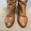 Frye Vintage  Boots Womens 5.5 Crissie Tall Brown Leather Mid Heel Block Zip USA Photo 4