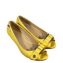 Frye  Yellow Leather Buckle Detail Peep Toe Wedges Women SZ 6 Photo 0