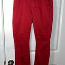 CAbi  Maroon Capri Cut Frayed End Trim Hi-Low Crop Zipper Button Jeans Sz 4 Photo 0