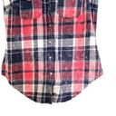 Maurice's  Pink Blue Plaid Button Down Sleeveless Flannel Vest Size Medium Photo 3