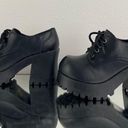 Soda Vintage Y2K Black Faux Leather Chunky Platform Lace Up Heeled Oxford Shoes Photo 9