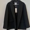 ZARA blazer suit jacket oversize straight cut man’s style black coat Photo 9