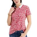 Tommy Hilfiger  Red & White Floral Classic Short Sleeve Polo Size Large Photo 0