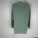 Loft  Long Sweater Cardigan Button Front Green size Small Front Pockets V neck Photo 2