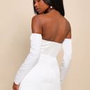 Lulus Feeling Adored White Satin The Shoulder Mini Dress Photo 1