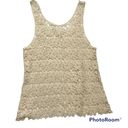 Charming Charlie  Embordered Lace Sheer Beige Tank Top Size Small Photo 5