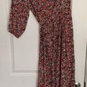 American Eagle Women’s XS  Multi Floral One Shoulder Slit Tie Waist Midi Dress Photo 4