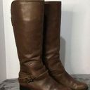 Fossil  Zena back zipper wide calf Brown Tall Leather Buckle Strap riding boots Photo 0