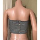 Honey Punch  Women's Black & White Checkered Strapless Crop Top Size L Photo 5