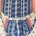 Collective Concepts White Blue Red Boho Printed Keyhole Tank Top Photo 7