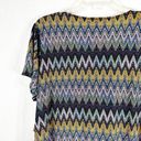 Dress Barn  Plus Size 1X Top Chevron Purple Blue Drape Neck Short Sleeve 1058 Photo 5