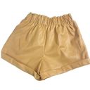 Forever 21  Caramel light Brown Faux Leather Shorts Women's S Stretch Waist Cuffe Photo 1