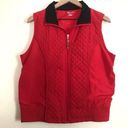 Oleg Cassini  SPORT Red Quilted Black Collar Sleeveless Windbreaker Vest Jacket Photo 0