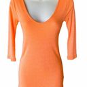 Michael Stars  Stretchy Orange V-Neck 3/4 Sleeve Women's Top ~ One Size Fits Most Photo 0