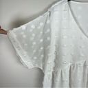 Cupshe Swiss Dots Mini Dress Coverup White Swim Beach Baby Doll Size Large NEW Photo 1