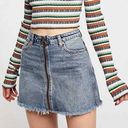 Free People  High Waisted Frayed Hem Zip It Up Denim Mini Skirt Blue 28 / 6 Photo 0