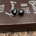 Vintage Eye Glass Black Cabochon Stud Earrings Photo 3