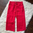 Loft Marisa Fuchsia Wide Leg Cropped Linen Pants Photo 0