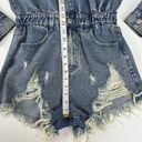 Brooklyn Karma Denim Long Sleeve Romper Shorts Women’s Small  Journey Distressed Photo 9